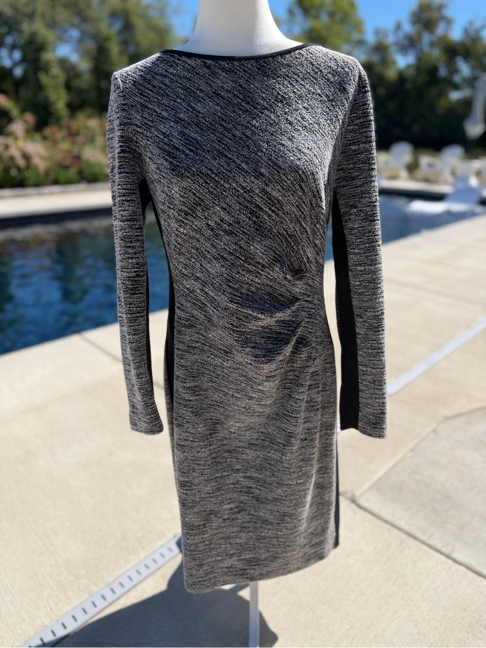 Ralph Lauren Women's Grey Knit Sheath Dress with color-block